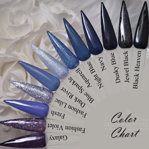 Preview: Dunkel Lila Schwarz Violett Blau Glitzer Farbpalette Nailtips Nageltips aufgetragen