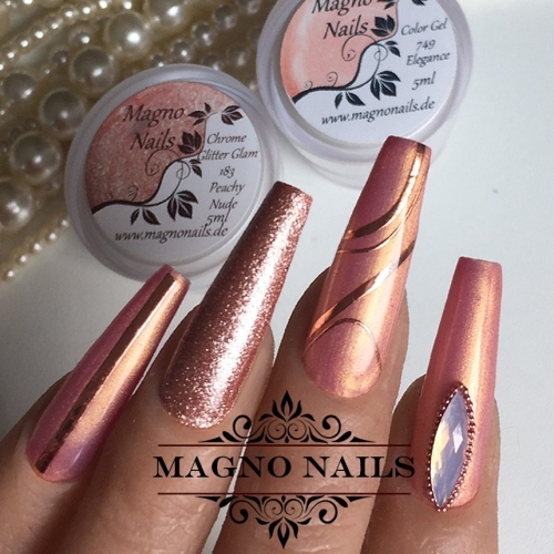 Preview: Beige Rosegold Glitter Herbstnägel Nageldesign Ideen - Nails
