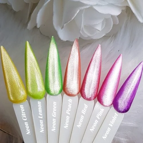 Farbpalette Cateye Neon Farben Nägel Nageldesign Shellac Gellack Gel Lack