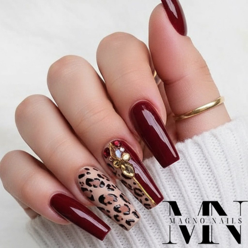 Preview: Dunkel rot braunes Gel - Herbst Nägel Idenn