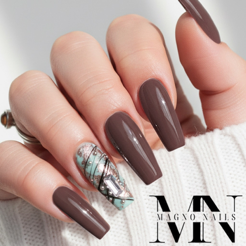 Preview: Braune Nägel - Nails - Nageldesign mit Spider Gel