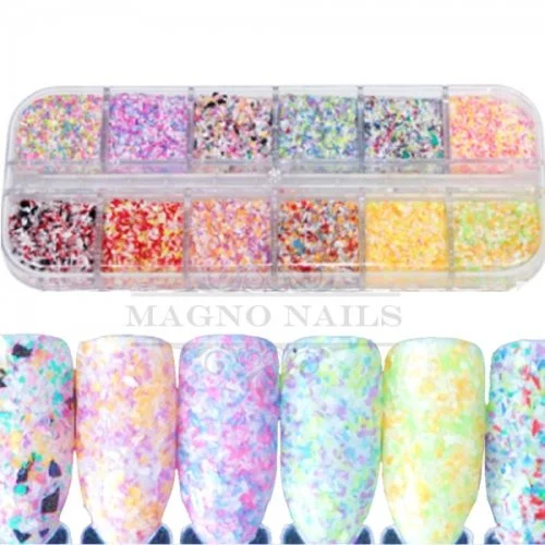 12 x Multi Flakes Set bunt Nail Art Nailart Nageldesign