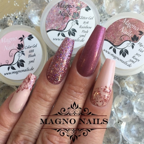 Preview: Pinknude Glitter Herbstnägel Nageldesign Ideen - Nails