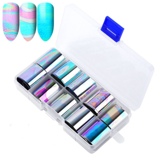 Nail Art Transfer Folien Set  - Metallic Nagelfolie Nageldesign Folie Tranferfolie Nailart