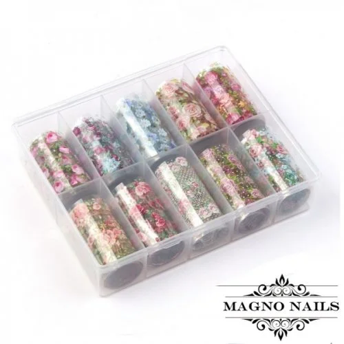 Nail Art Transfer Folien Set - Rosen Nagelfolie Nageldesign Folie Tranferfolie Nailart