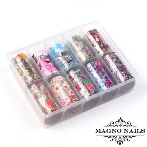 Nail Art Transfer Folien Set - Magic Flowers Nagelfolie Nageldesign Folie Tranferfolie Nailart