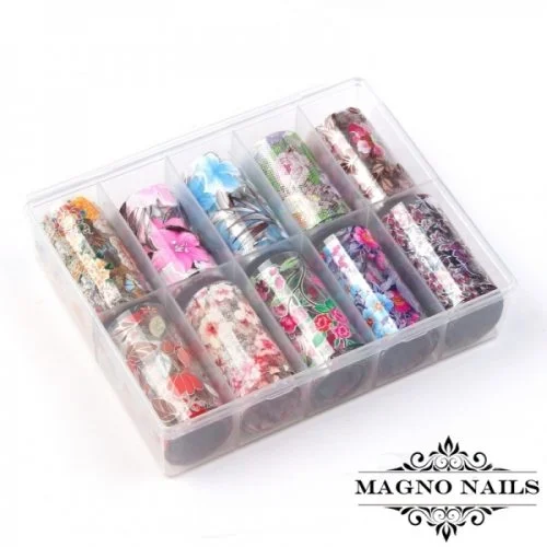 Nail Art Transfer Folien Set - Magic Flowers Nagelfolie Nageldesign Folie Tranferfolie Nailart