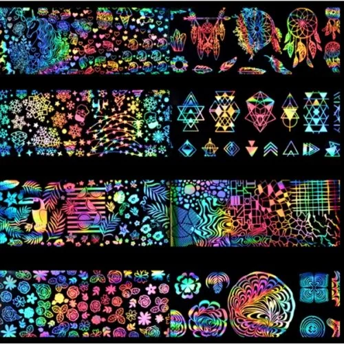 Nail Art Transfer Folien Set - Holographic - klein Nagelfolie Nageldesign Folie Tranferfolie Nailart
