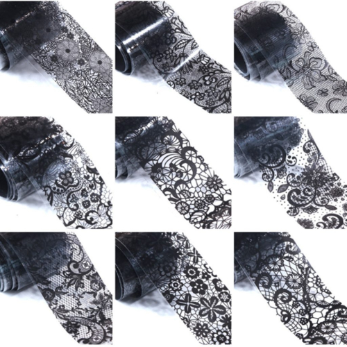 Nail Art Transfer Folien Set - Lace black Nagelfolie Nageldesign Folie Tranferfolie Nailart