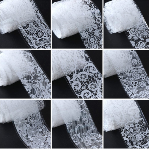 Nail Art Transfer Folien Set - Lace white Nagelfolie Nageldesign Folie Tranferfolie Nailart