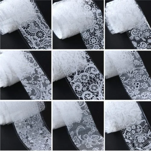 Nail Art Transfer Folien Set - Lace white Nagelfolie Nageldesign Folie Tranferfolie Nailart