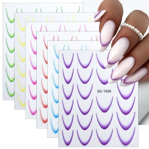 2D French Line - Ombré French Sticker bunt pinklila