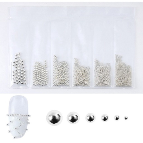Nail Art Glasperlen - in 6 Größen silber Nägel Nail art Nailart Nageldesign Nagel