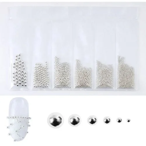 Nail Art Glasperlen - in 6 Größen silber Nägel Nail art Nailart Nageldesign Nagel