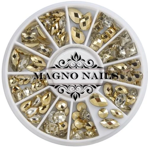 3D - Einlegemotive - Strasssteine - Overlays gold Nail Art Nailart Schmuck