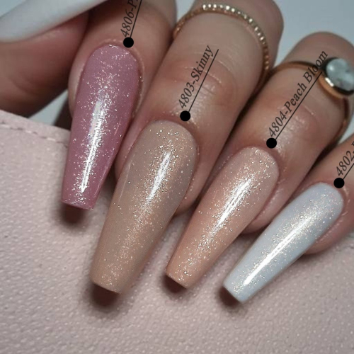 Preview: Beige Gllitter UV Gele mit gold Schimmer