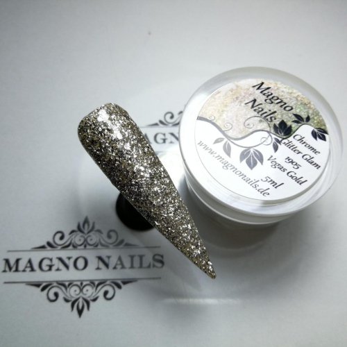 Preview: UV Gel - 1905 - Chrome Glitter Glam Gel - Vegas Gold