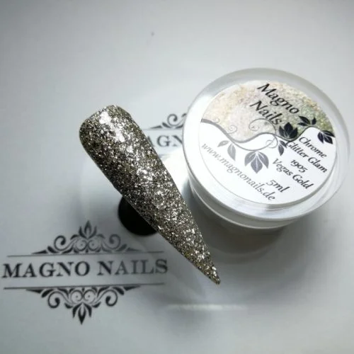 UV Gel - 1905 - Chrome Glitter Glam Gel - Vegas Gold