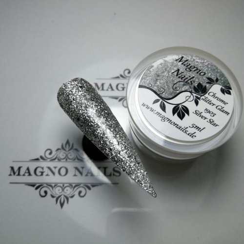 Preview: UV Gel - 1903 - Chrome Glitter Glam Gel - Silver Star