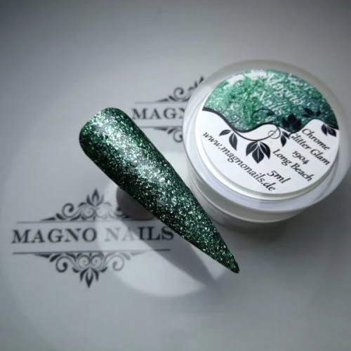 UV Gel - Grün Glitzer - Chrome Glitter Glam Gel - Long Beach
