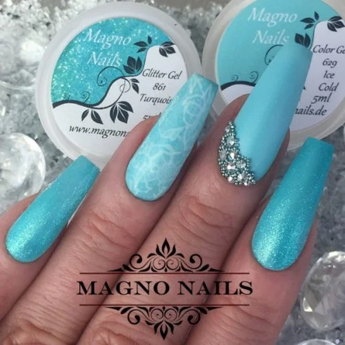 Sommernägel - Naiart Idee - Mint Glitter Folie matt