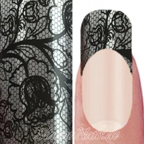 Nail Art Transfer Folie 1m - Nail Foil - Lace Black Nagelfolie Nageldesign Folie Tranferfolie Nailart