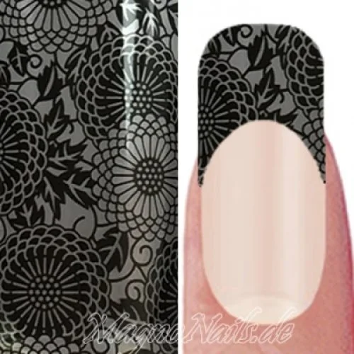 Nail Art Transfer Folie 1m - Nail Foil - Lace Black Nagelfolie Nageldesign Folie Tranferfolie Nailart