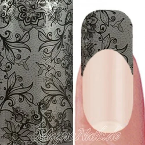 Nail Art Transfer Folie 1m - Nail Foil - Lace Black Nagelfolie Nageldesign Folie Tranferfolie Nailart