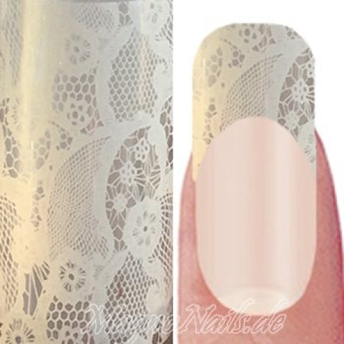 Nail Art Transfer Folie 1m - Nail Foil -  Lace White Nagelfolie Nageldesign Folie Tranferfolie Nailart