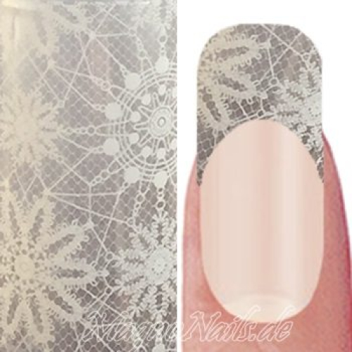 Nail Art Transfer Folie 1m - Nail Foil -  Lace White Nagelfolie Nageldesign Folie Tranferfolie Nailart