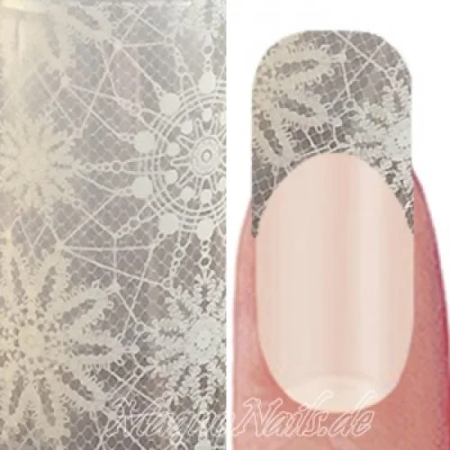 Nail Art Transfer Folie 1m - Nail Foil - Lace White Nagelfolie Nageldesign Folie Tranferfolie Nailart