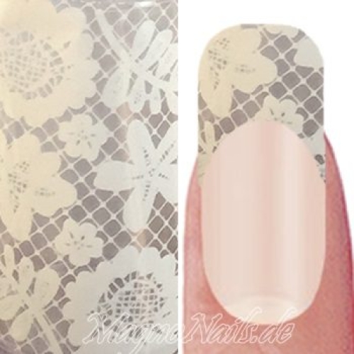 Nail Art Transfer Folie 1m - Nail Foil -  Lace White Nagelfolie Nageldesign Folie Tranferfolie Nailart