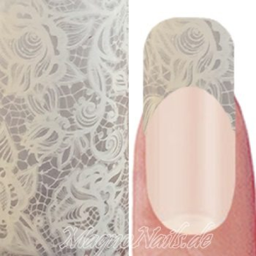 Nail Art Transfer Folie 1m - Nail Foil -  Lace White Nagelfolie Nageldesign Folie Tranferfolie Nailart