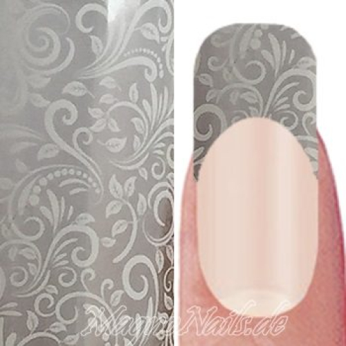 Nail Art Transfer Folie 1m - Nail Foil -  Lace White Nagelfolie Nageldesign Folie Tranferfolie Nailart