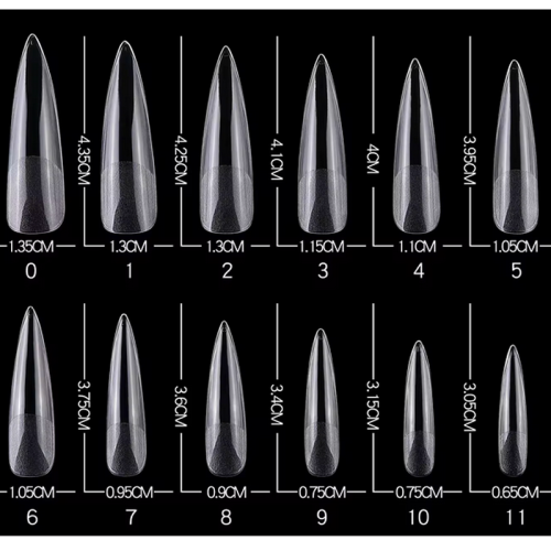 Preview: Long Fullcover Stiletto Tips in einer Box klar