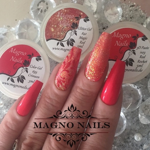 Preview: Sommernägel - Naiart Idee - Rote glitter Schnörekl