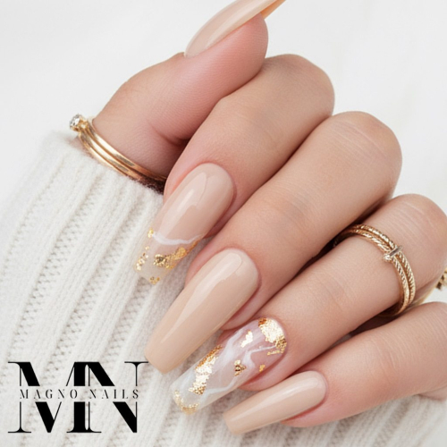 Preview: Make Up Caramel Farbe - Light gelb Marmor Design