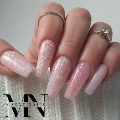 Preview: Rosa Nude Make UP Gel mit Glitter Flakes