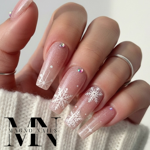 Preview: Pink Nude Flush Glitzer - leuchtende Glitter Cover Gel Winterdesign
