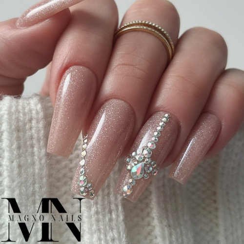 Preview: Edle Beige Flush Glitzer - Strasssteine