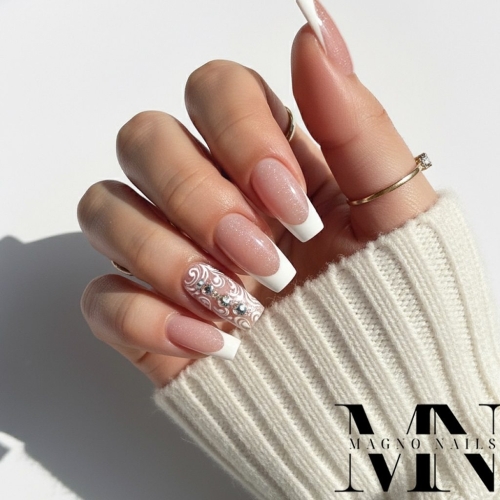 Preview: Edles Nageldesign - Make Up mit Glitter - Schnörkel -