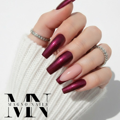Preview: Naildesign Ideen - Dunkelpink Rot Pink Nägel