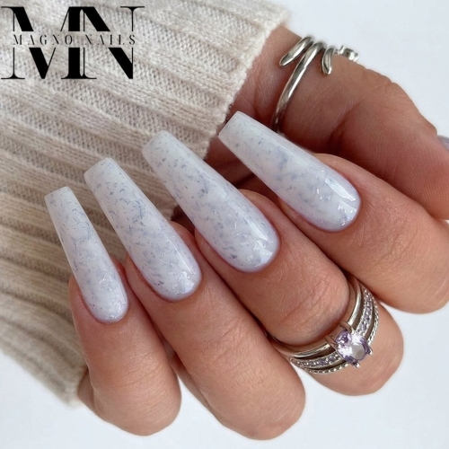 Preview: Nageldesign Ideen blau Flocken - Marmor Gel Blue