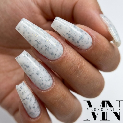Preview: Nageldesign Idee mit Marmor Petrol Glitter Flakes