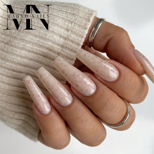 Preview: Marmor Rosegold -  Nageldesign mit rosegold Flakes Flocken