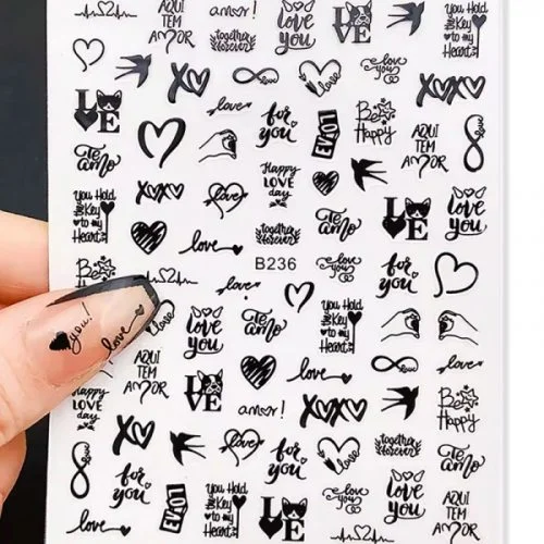 3D Metallic Nail Sticker - schwarz - B236