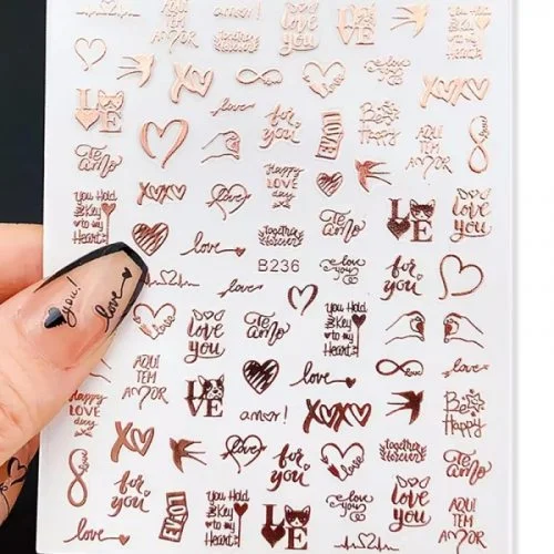 3D Metallic Nail Sticker - rosegold - B236