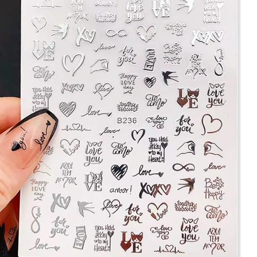 3D Metallic Nail Sticker - silber - B236