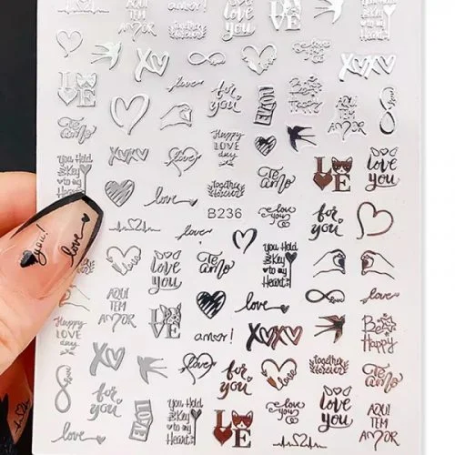 3D Metallic Nail Sticker - silber - B236