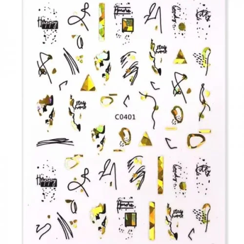 3D Metallic Sticker - schwarz - gold - C401